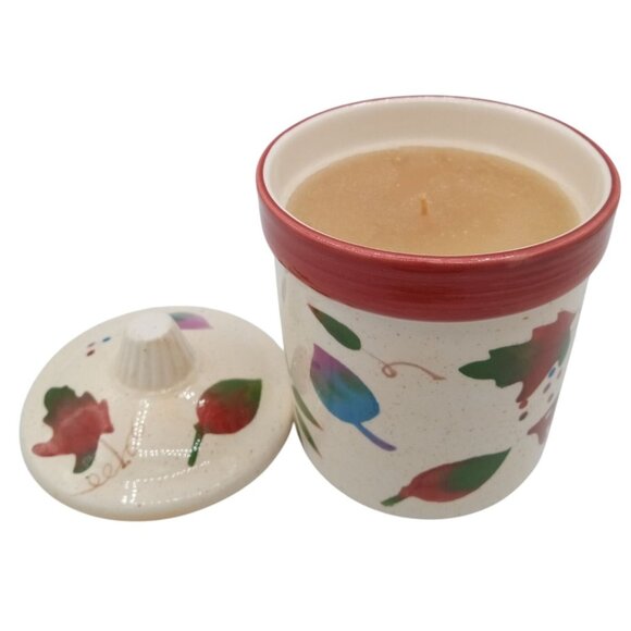 Candle Holder Lidded Hallmark Autumn Leaves Vanilla Jar Y2K Vintage 6 Inches - Picture 11 of 16